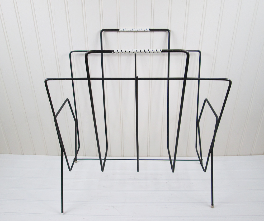 Vintage Black Wire Magazine Rack