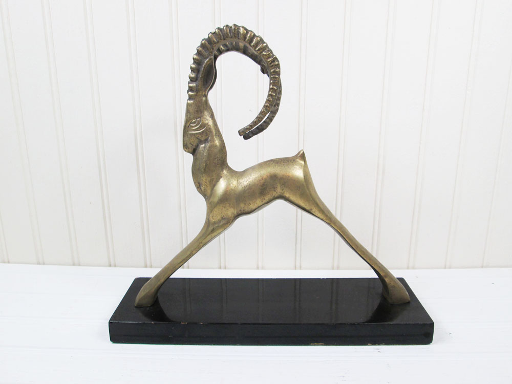 Vintage Brass Gazelle Deer Figurine Mid Century Modern