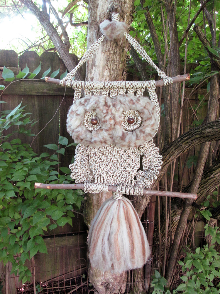 Vintage Macrame Owl Wall Hanging