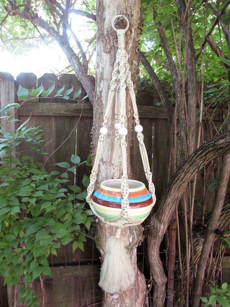 Vintage Macrame Hanging Plant Holder