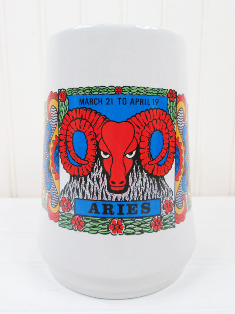 Vintage Aries Zodiac Sign Astrology Stein Mug Cup Ceramic Gerz West Germany Mod