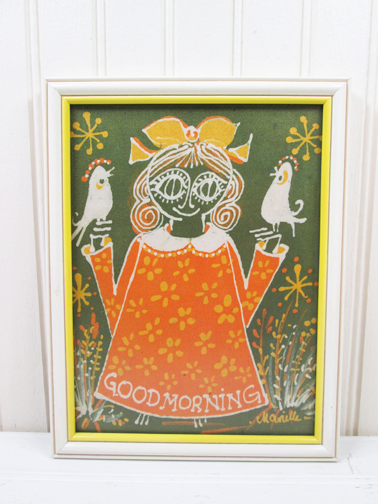 Marielle Seidel Batik Big Eye Girl Good Morning Print