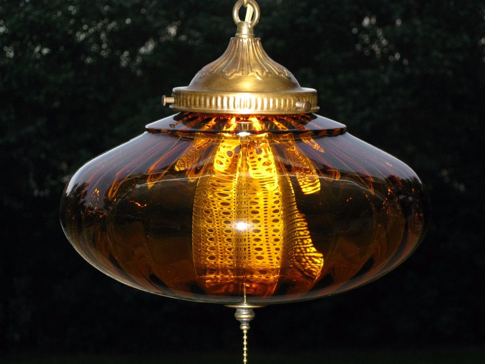 mid century amber glass lamp