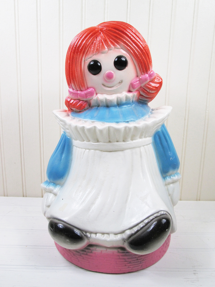 Vintage Raggedy Ann Doll Ceramic Bank 12" Retro