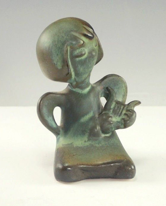 howard pierce angel with harp figurine